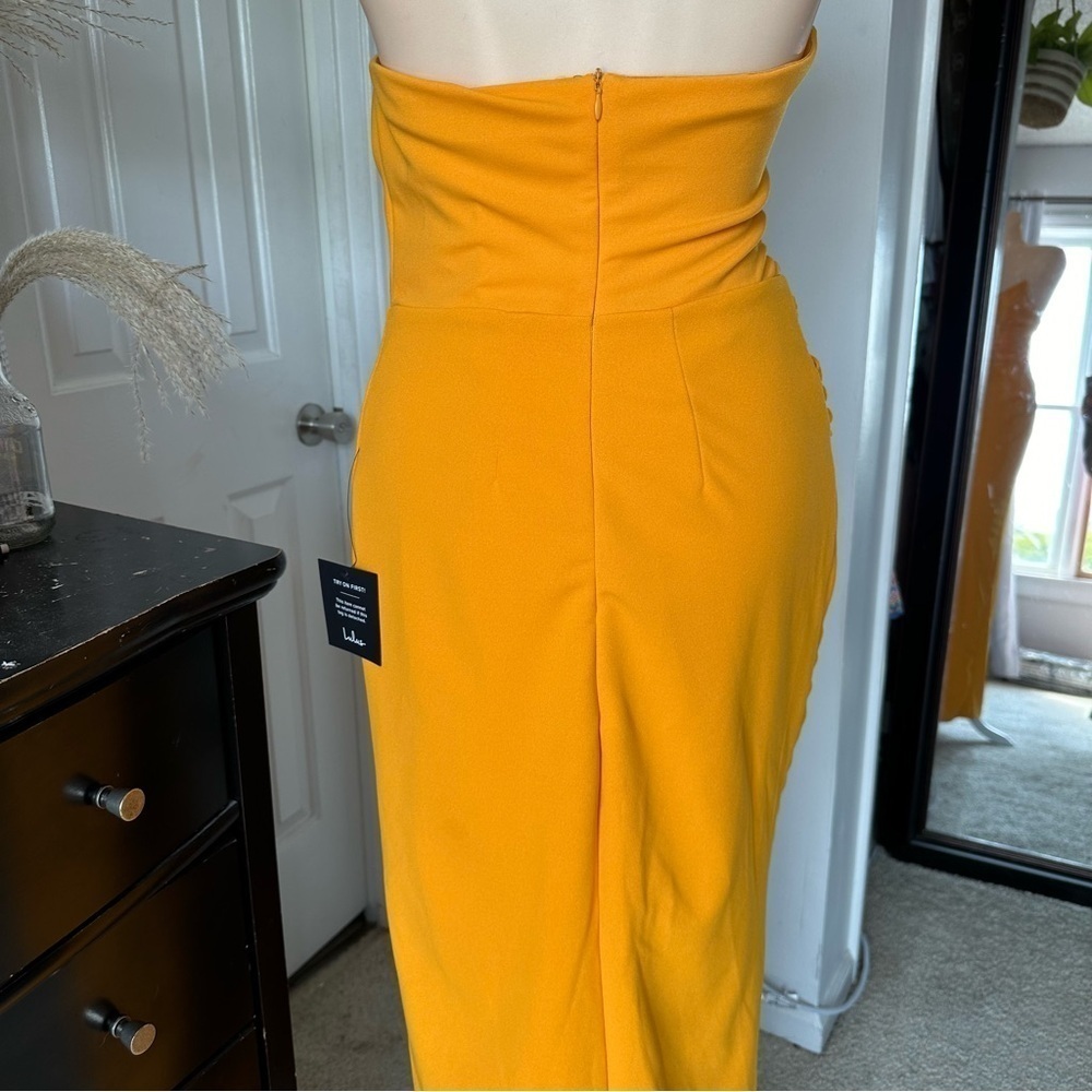 LULU’S MALIA RUCHED STRAPLESS MAXI DRESS - Picture 14 of 16